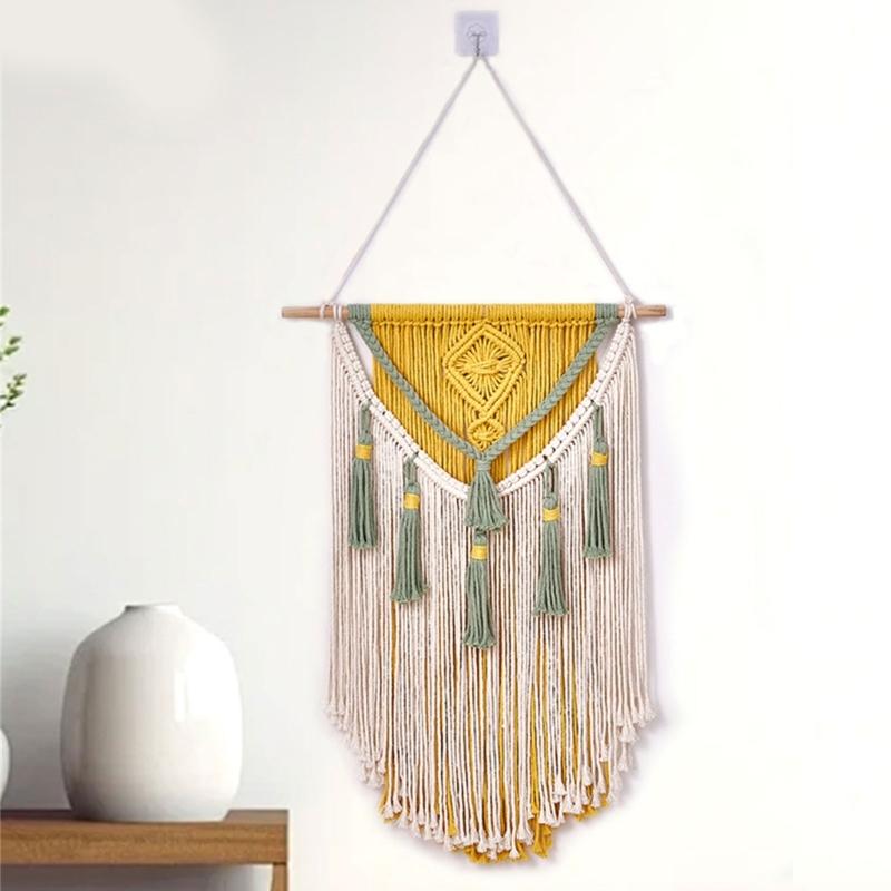 Colorful Handwoven Cotton Rope Tassels Wall Hanging Tapestry for Home Decoration Living Room or Bedroom Wall Pendant