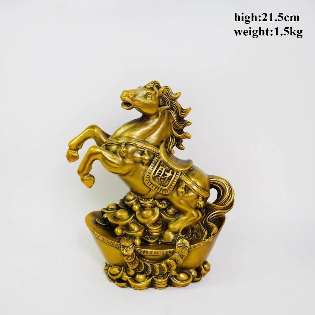 Chinese Zodiac Horse Ornament Brass Ingot Wealth-Attracting Money Horse Home Office Decorative Craft