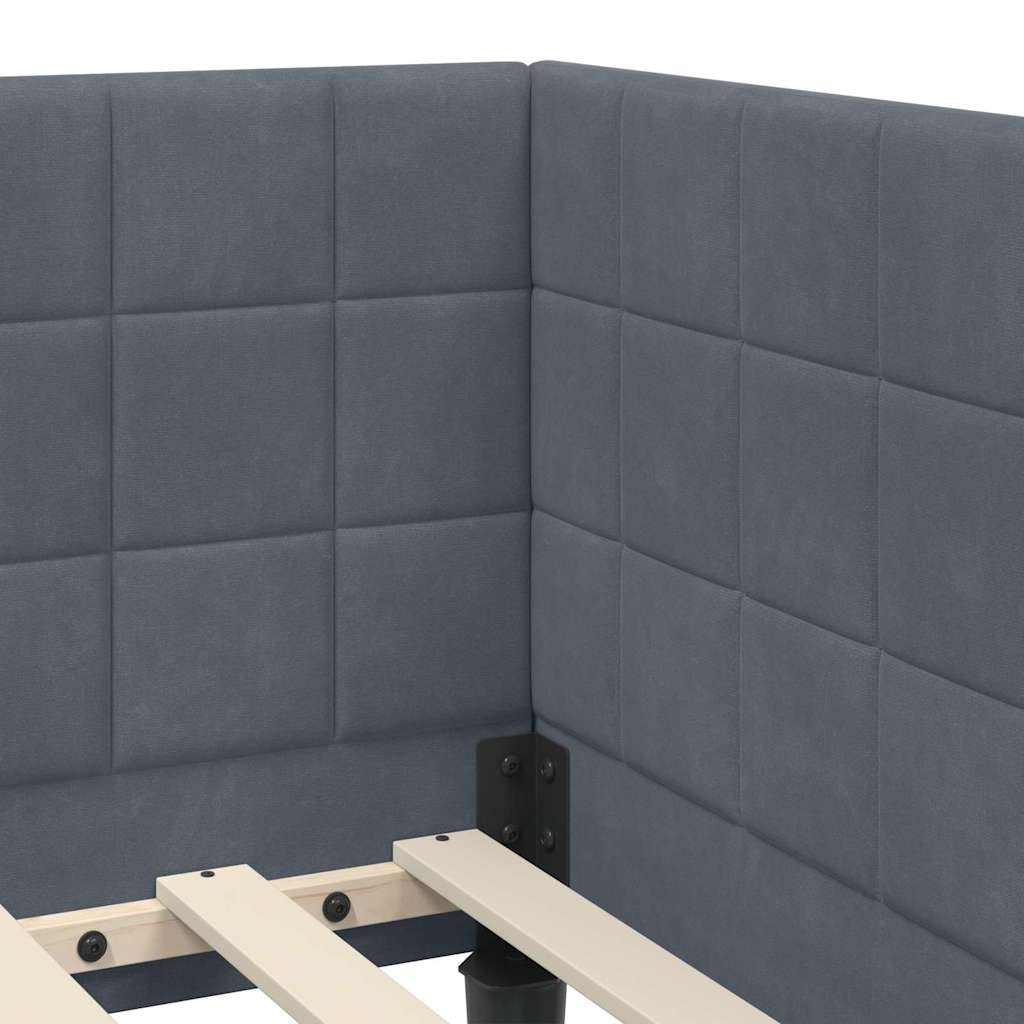 Corner Bed Frame with Headboard Dark Grey 100 Cm X 200 Cm Velvet