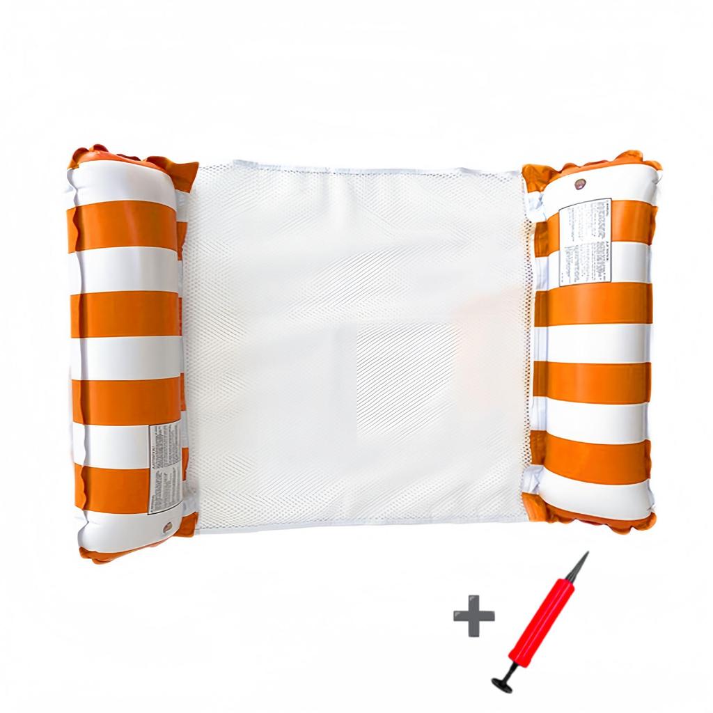 Inflatable Stripe Mesh Floating Bed - Foldable Seaside Lounger