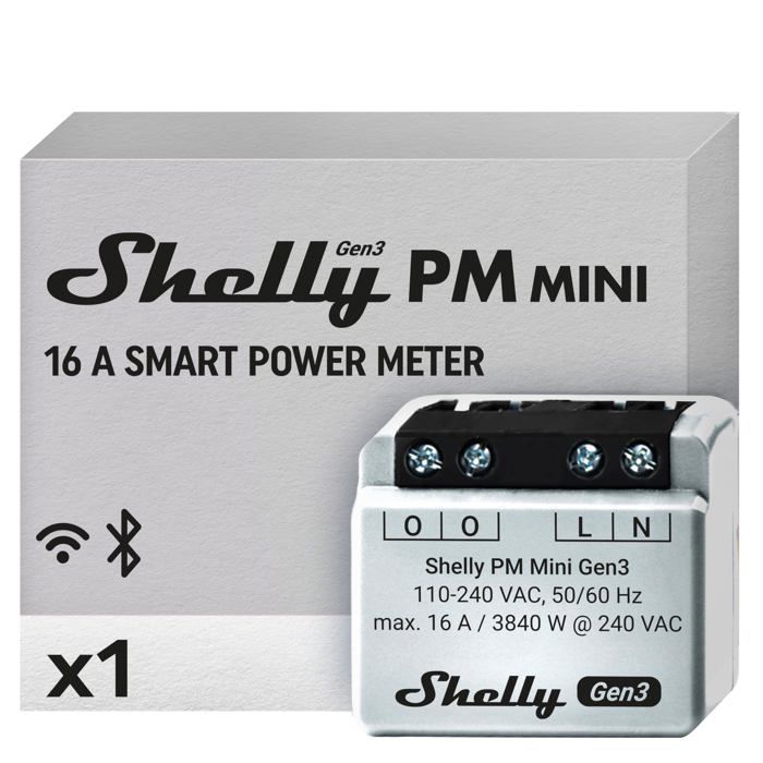 Consumption Meter - Shelly - PM Mini Gen 3 - Pack of 2 - 16A - Compatible Alexa