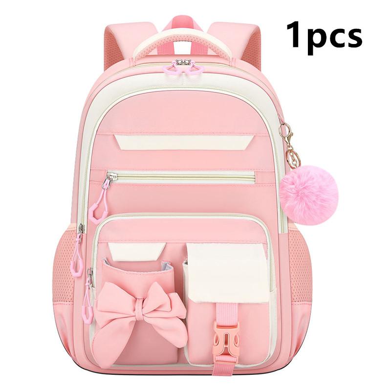 3pecs/set Elementary Bow School Bags Large Capacity Cute Backpack for Junior High School Girls with Pencil Case Lunch Box Set