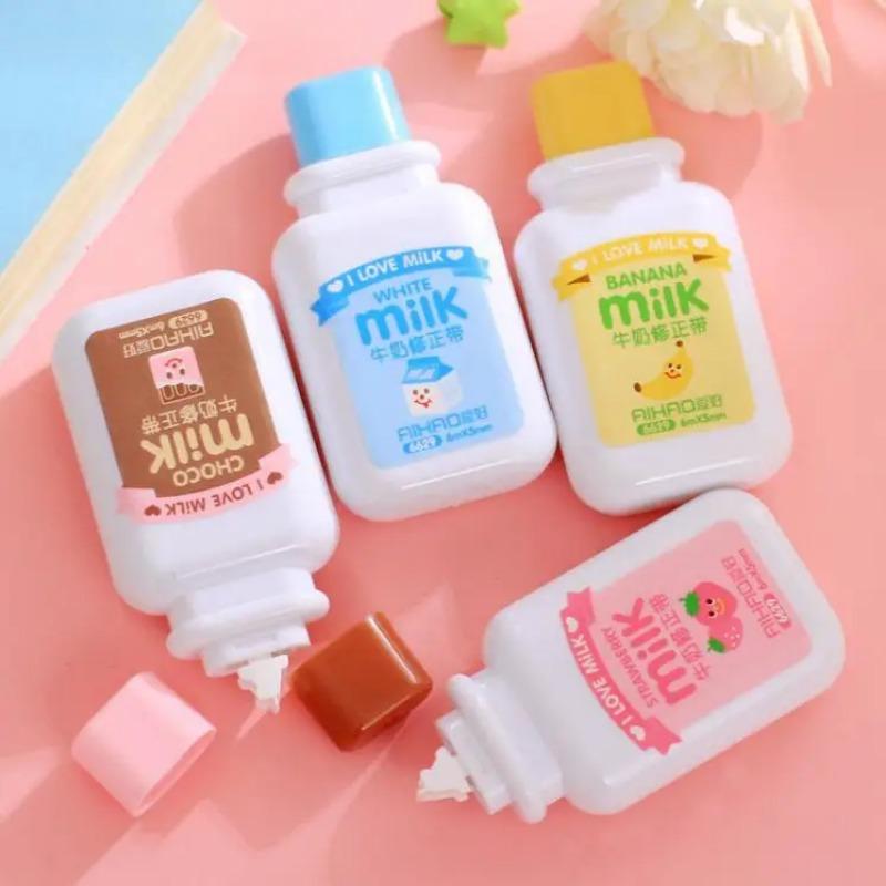 1 Piece Cute Kawaii Cartoon Milk Bottle Correction Strap Stationery Office School Supplies