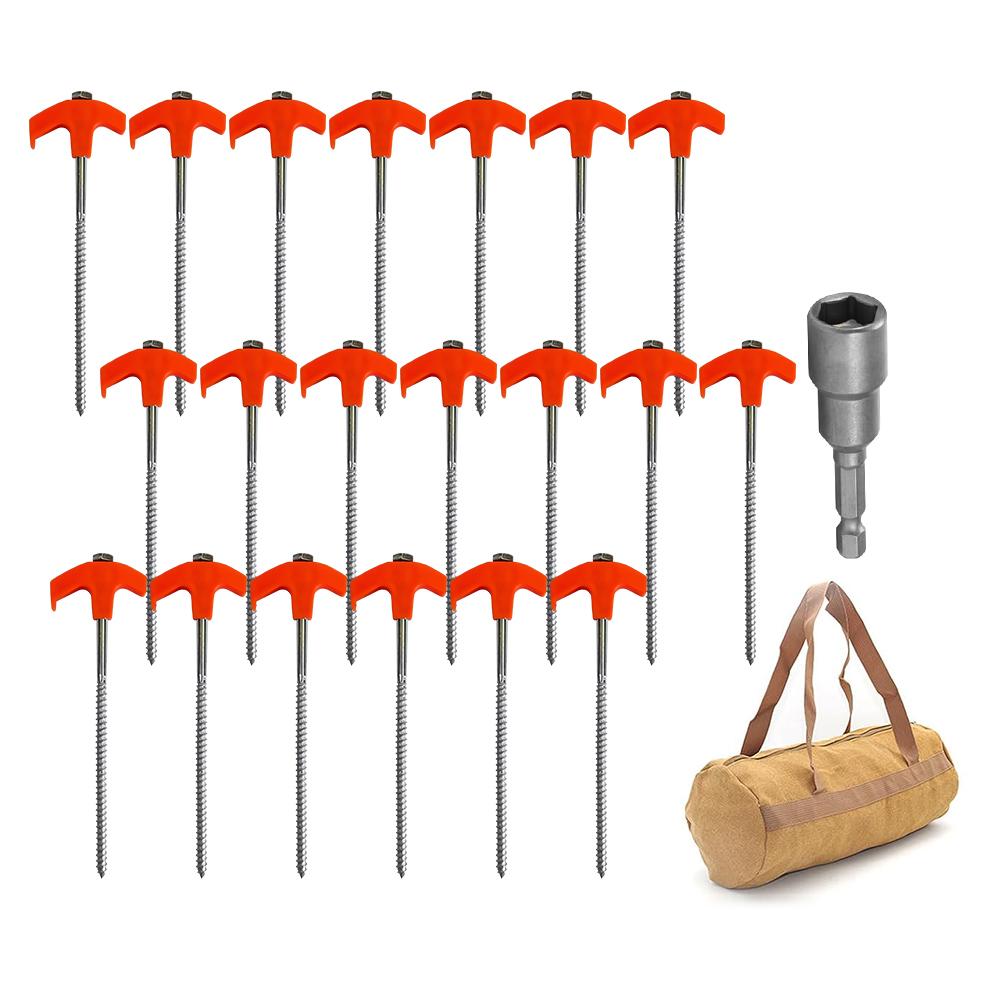 Rotating Tent Pegs with Hex Socket Outdoor Steel Pegs Heavy Duty Spiral Screw Camping Stakes for Outdoor Camping