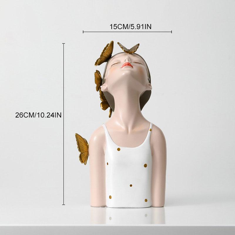 Butterfly Girl Resin Sculpture Character Model Vase Modern Home Decor Living Room Bedroom Countertop Vase Gift Nordic Decor Home