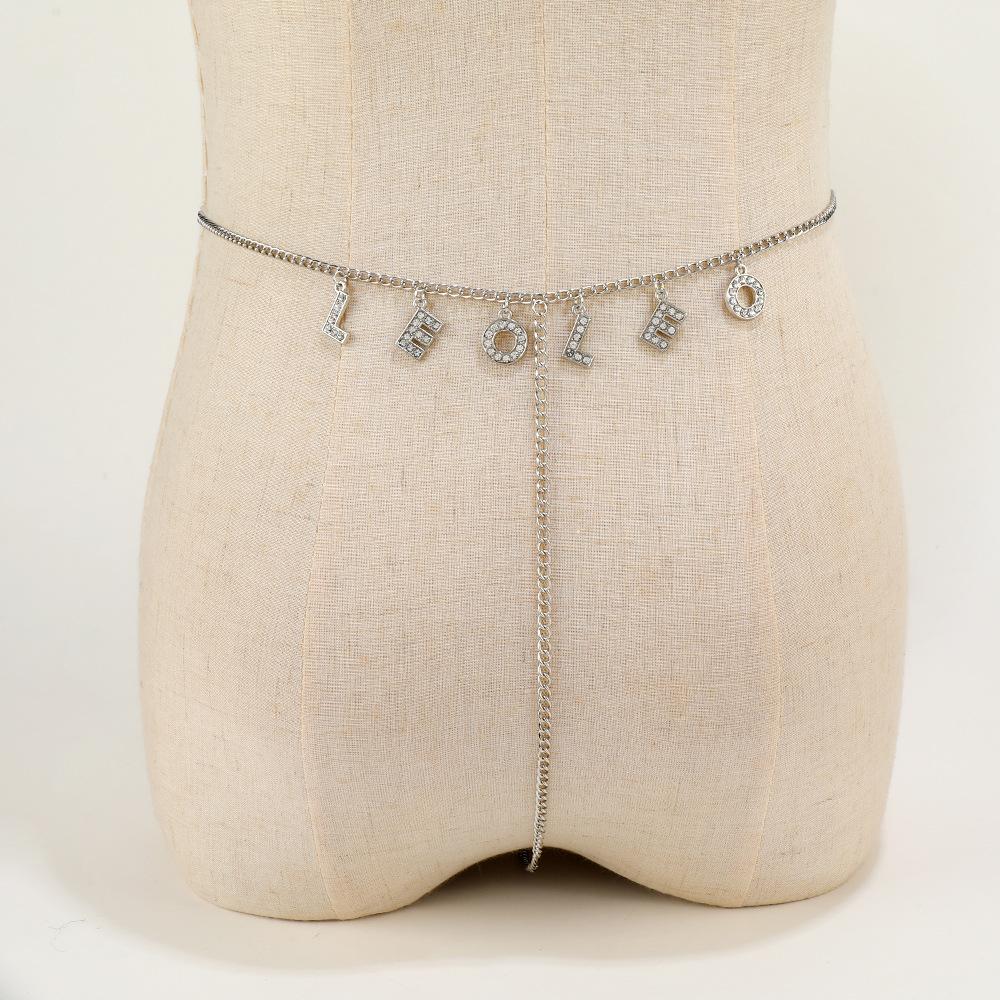 Модная цепочка на талию, многослойная хип-хоп рок-цепочка, многоэлементный алфавитный лоскутный пояс, панк-цепочка для тела