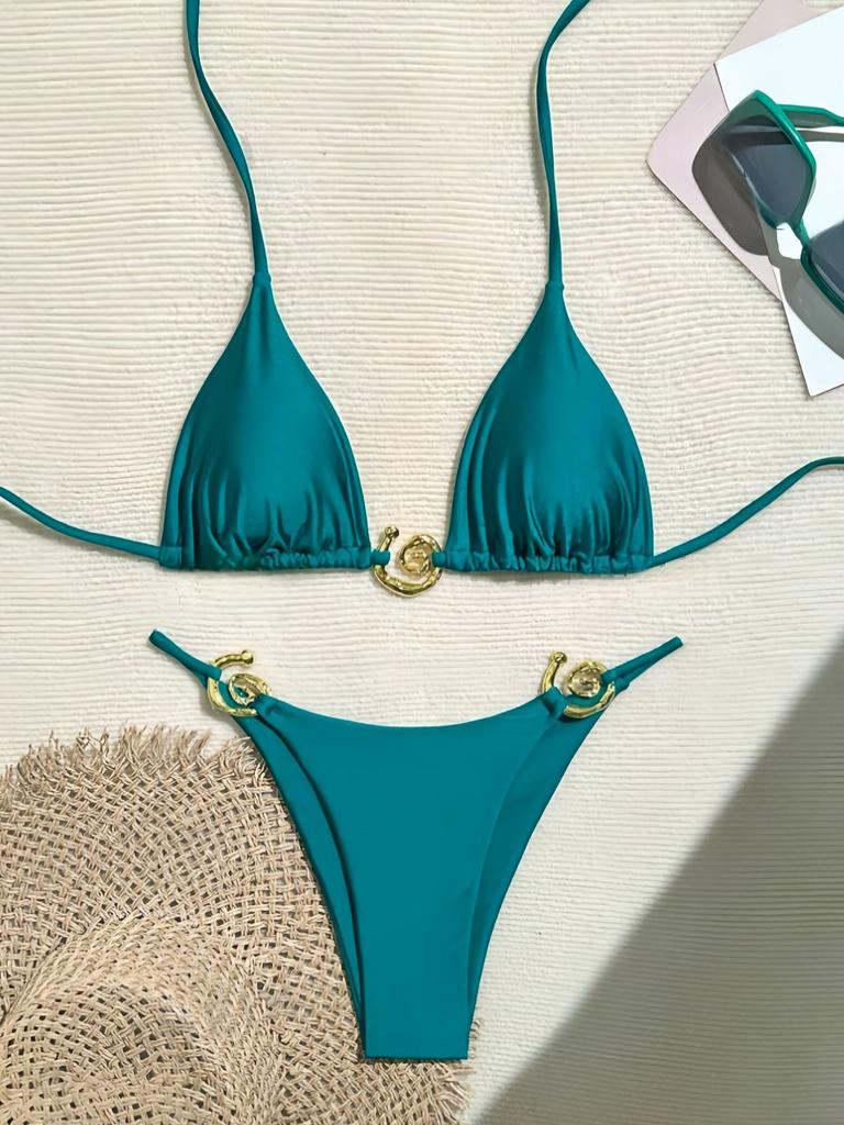 Swimsuit Bikini Women's New Split Solid Color Sexy Halter Swimsuit Bikini New
