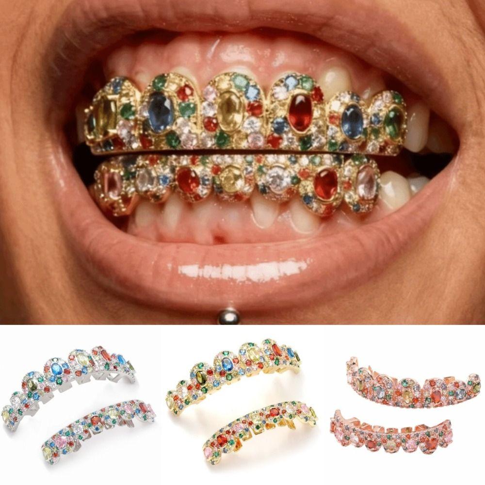 1Pc/set Hiphop Teeth Grillz Caps Candy Color Teeth Jewelry Teeth Grillz Top Bottom Set Rapper