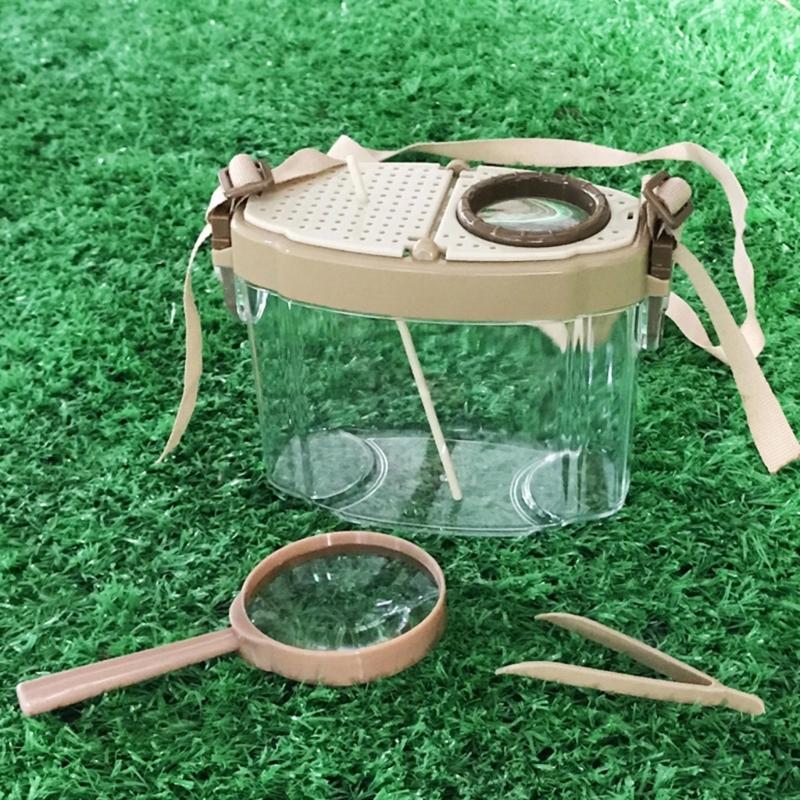 Kids Insect Catcher Set with Fishing Net Magnifier Glass Tweezers Insect Observation Box for Outdoor Exploration Camping