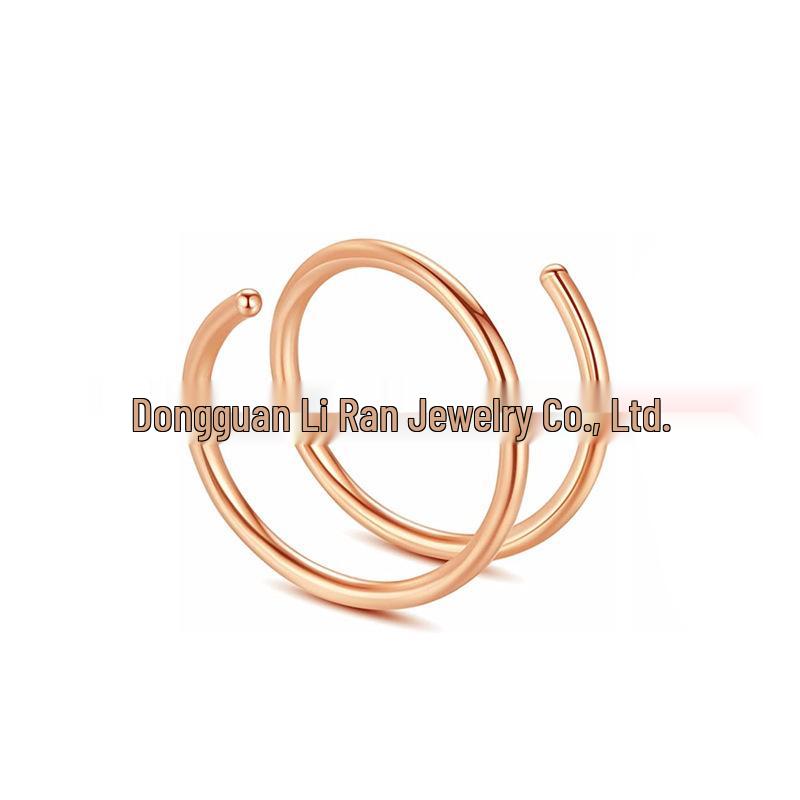 Double-Layer Stainless Steel Perforated Nose Ring - Spiral Spring Stud & Dual Hoop Piercing Jewelry