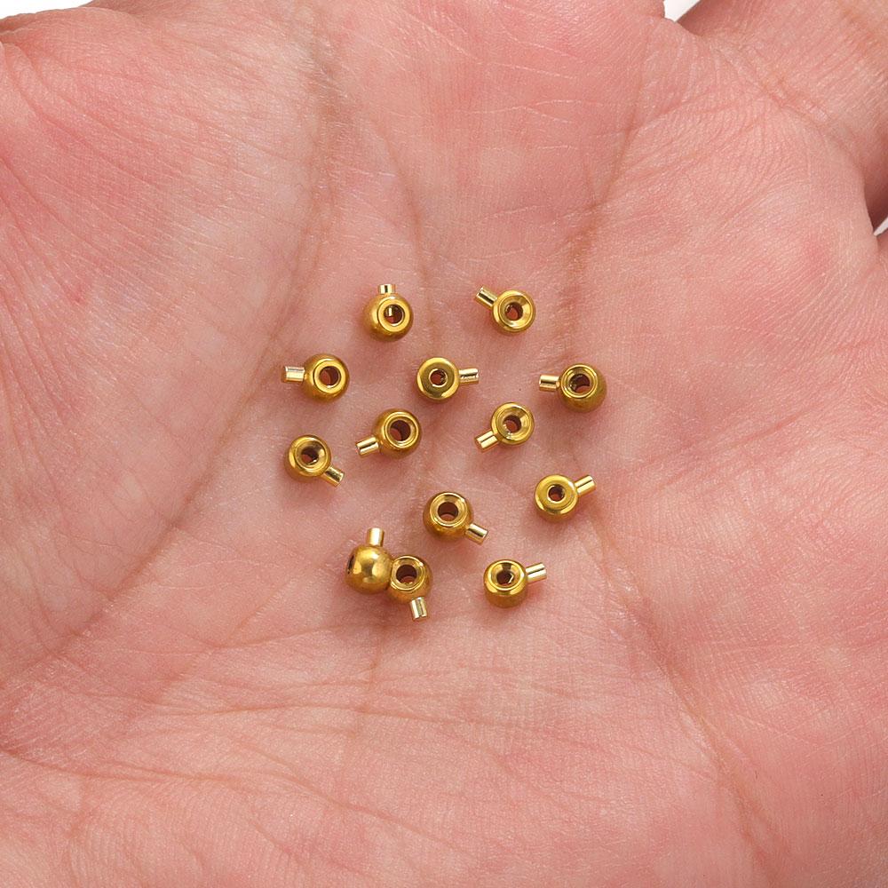10pcs Stainless Steel Positioning Stopper Spacers Crimp End Beads For Zircon Making DIY Crimp Snap Bracelet End Clip Clasps