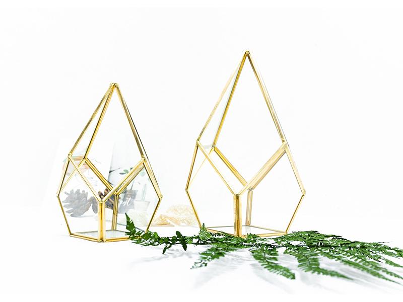 Geometric Glass Rhombus Greenhouse Ornament: European Wine Cabinet Micro Landscape & Preserved Flower Pot Craft