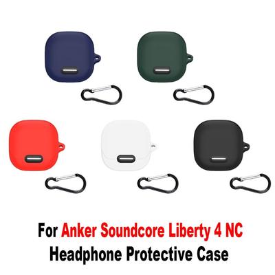 Silicone Headphone Protective Cover Dustproof Shockproof Earphone Case Soild Color Washable for Anker Soundcore Liberty 4 NC
