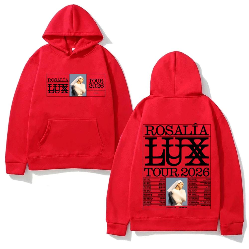 

Худи ROSALIA LUX Tour 2026 ROSALÍA с карманом Флисовая Удобная Толстовка Панк Одежда Харадзюку Высококачественные Пуловеры XS красный