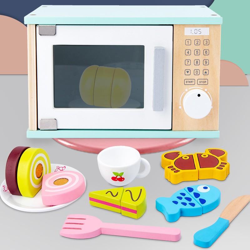 Wooden Simulation Microwave Oven Play House Cut To See Suit Toys