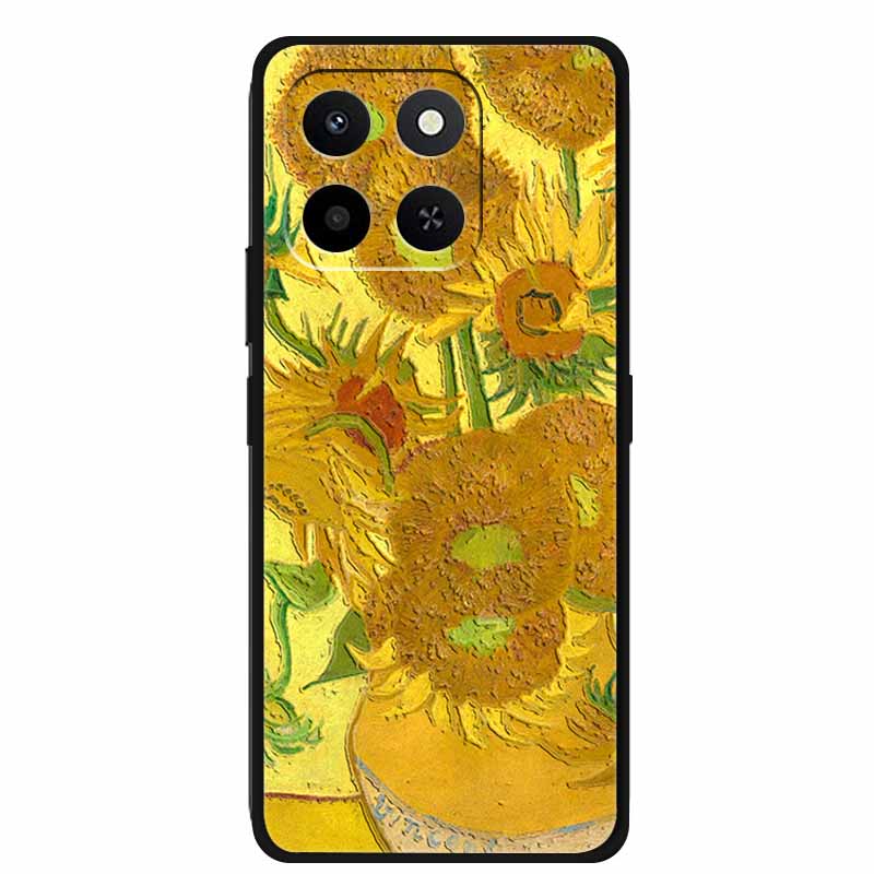 3D Case For Honor X7d 5G Case X 7 d Coque 6.77" Emboss Flowers Black Silicone Soft Back Cover For Honor X7d 4G Cases Shell Funda