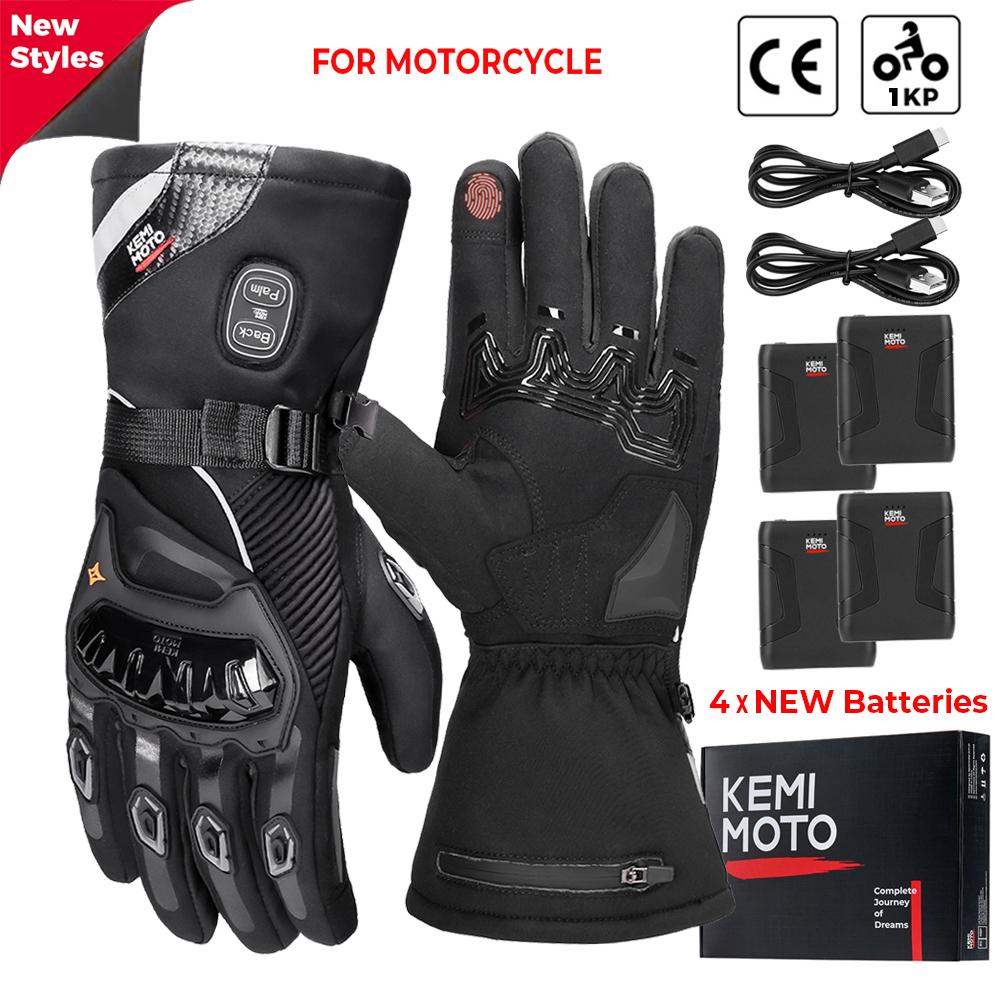 

KEMIMOTO Heated Gloves For Snowmobile Winter Moto Heated Gloves Warm Waterproof Rechargeable Heating Thermal Gloves Outdoor UTV M