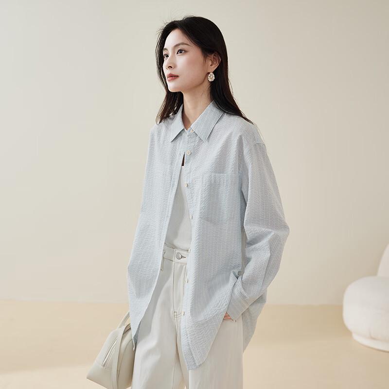 SOFSIL Women s Striped Long Sleeve Commuter Shirt L