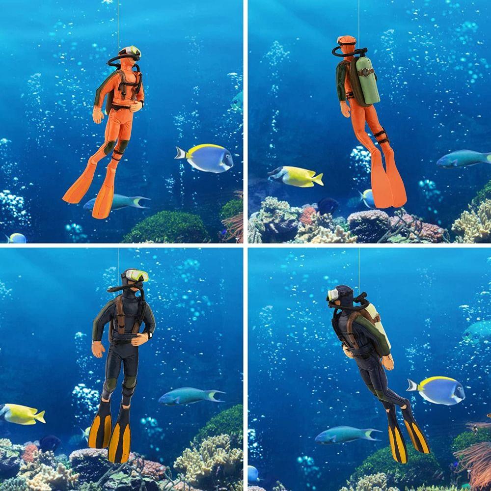 Resin Landscape For Fish Tanks Little Diver Floating Device Fish Tank Accessoies Aquarium Decor