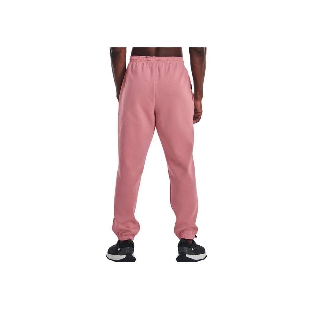 Under Armour Logo Embroidered Elastic Waist Mid-Rise Loose Jogger Knit Pants Men Bottoms Pink 1377175-697