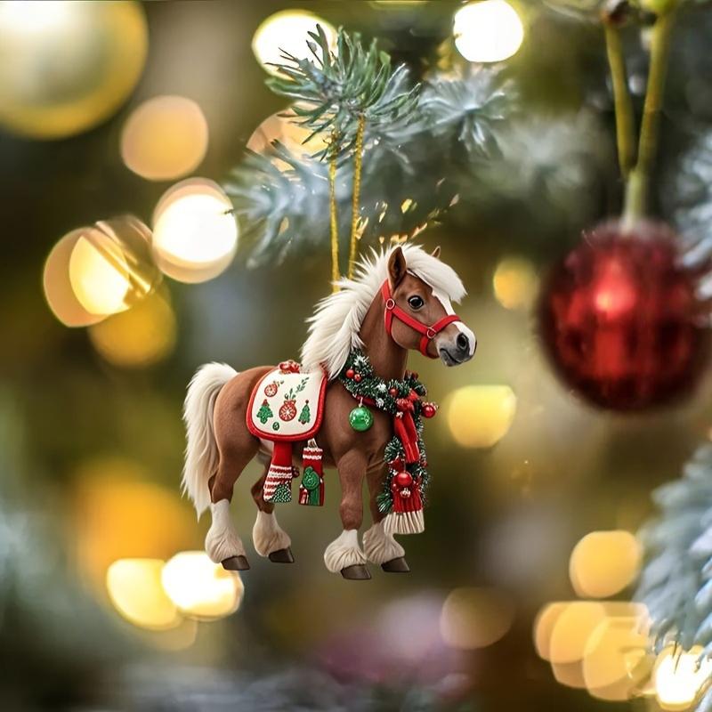 1/3Pcs Elegant Christmas Horse 2D Acrylic Decorations Hanging On Christmas Trees As Christmas Home Decorations Xmas Party Gifts