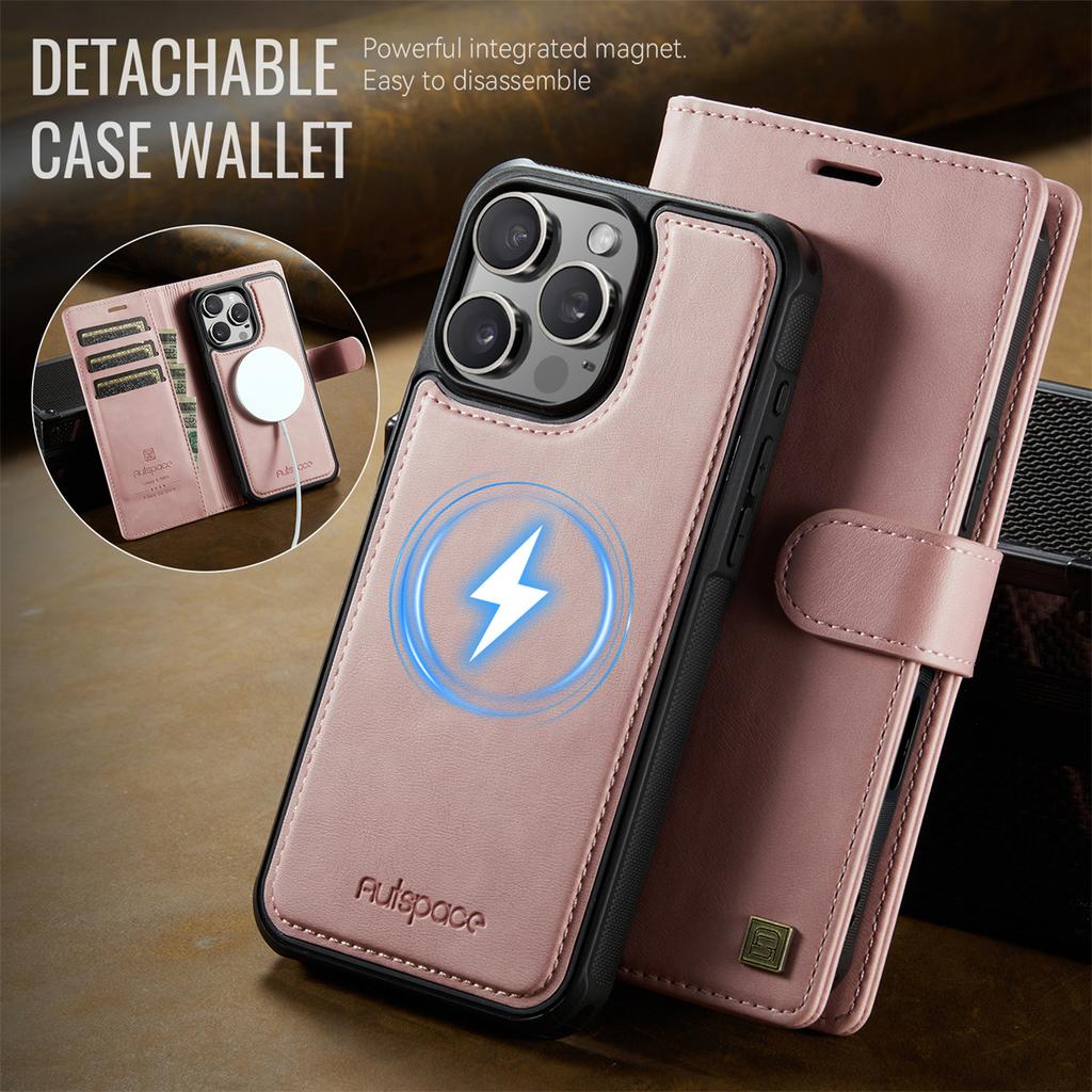 2-in-1 Magnetic Detachable Wallet Case for iPhone 16/16 Pro/16 Pro Max/16 Plus/16e - PU Leather, Card Slots, MagSafe Charging, 360° Protection