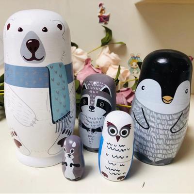 Collection Wooden Matryoshka Toys Figurines Handmade Stacking Dolls  Home Bedroom