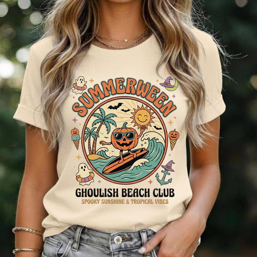 Summerween Shirt, Retro Spooky Sunshine T-Shirt, Dark Coquette Cute Core Clothes, Ghoulish Beach Club Emo Gothic Clothing, 2000s Nostalgia