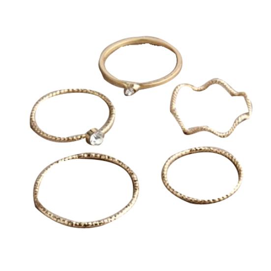 5Pcs/Set Band Ring Wave Stack Above Knuckle Midi Rings Lady Jewelry Charm