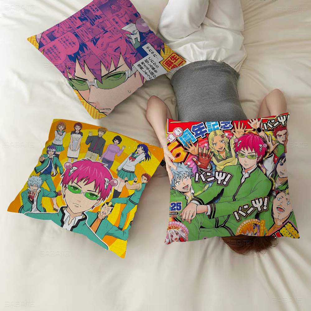 Popular Japanese Anime Saiki Kusuo Cushion Cover Polyester Sofa Cushions Decorative Throw Pillows Home Decoration Pillowcover