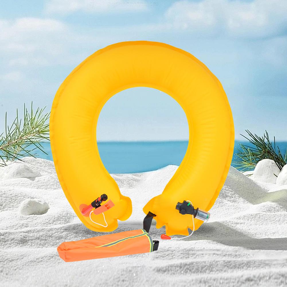 Inflatable Life Jacket Adult Round Buoys with Reflective Strip Manual Life Ring with Hook Rescue Waist Ring for Surfing Boating