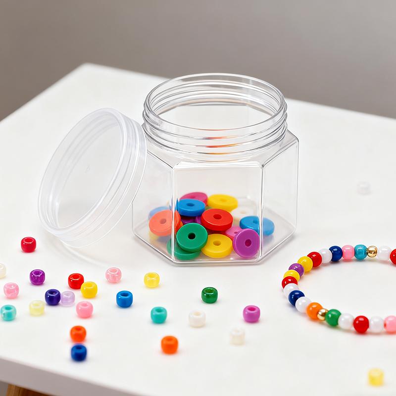 WTEMPO DIY Empty Plastic Decorative Jars with Lids Beads/Headbands/Buttons/Keyrings Containers Handicrafts Storage Jars Clear Wide Mouth Package Jars