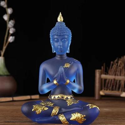 Şeffaf Oturan Buda Heykeli Zen Jest Tay Buda Reçine Heykelcik Heykel Ev Ofis Feng Shui Dekorasyon Süsü