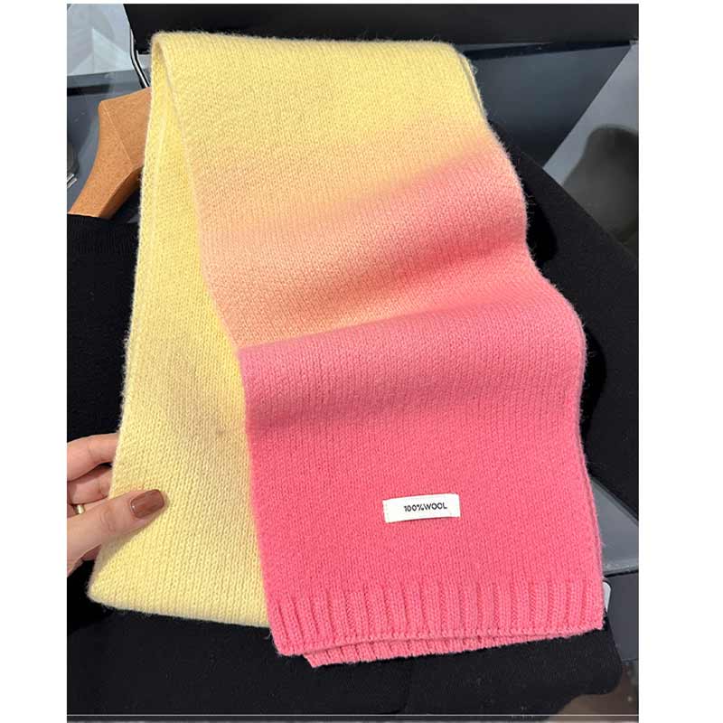 Knitted Scarf Women 100% Wool Winter Warm Scarves Bright Solid Color Design Thickened Shawl Soft Cashmere Pashmina Neck  NEW