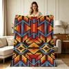 Soft Warm Flannel Blanket with Southwestern Geometric Pixel Print All Season Use for Couch Sofa Bed Office Camping Living Room Home Decorative Throw B