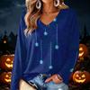 Women's V-Neck Long Sleeve Lightweight Print Top for Parties and Daily Wear