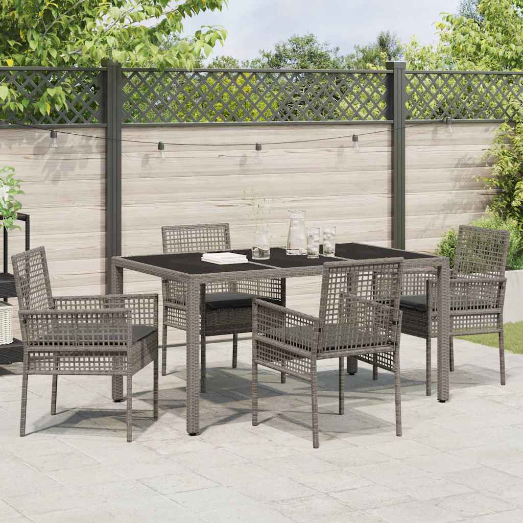 Garden Dining Set 5 pcs Gray Poly Rattan