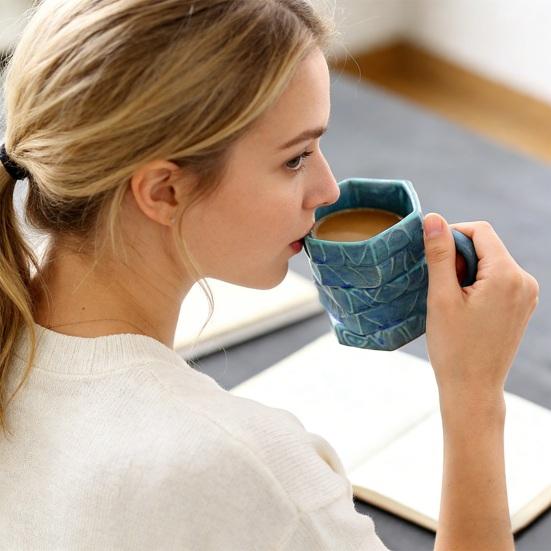 250ml Hand-painted Ceramic Book Stack Coffee Mug 3D Painted Heat-Resistant Cup Teacher Appreciation Mug Decorative Literary Cup