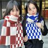 Luochi Plaid Scarf - Soft, Thickened, Versatile Korean Style Neck Warmer for Autumn/Winter In Red Plaid