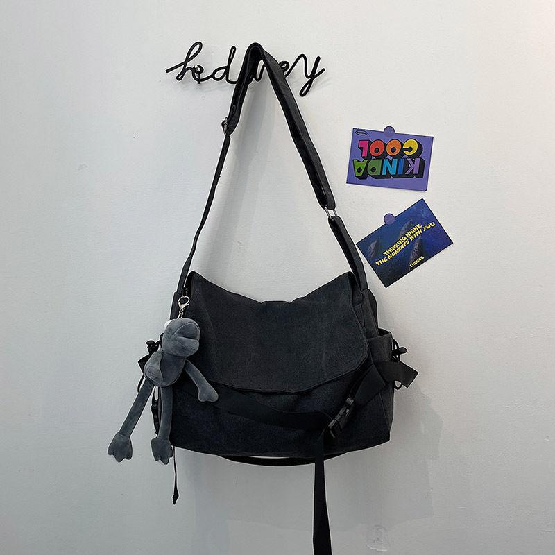 Canvas messenger bag boys trendy brand large capacity ins Japanese versatile retro backpack simple casual men