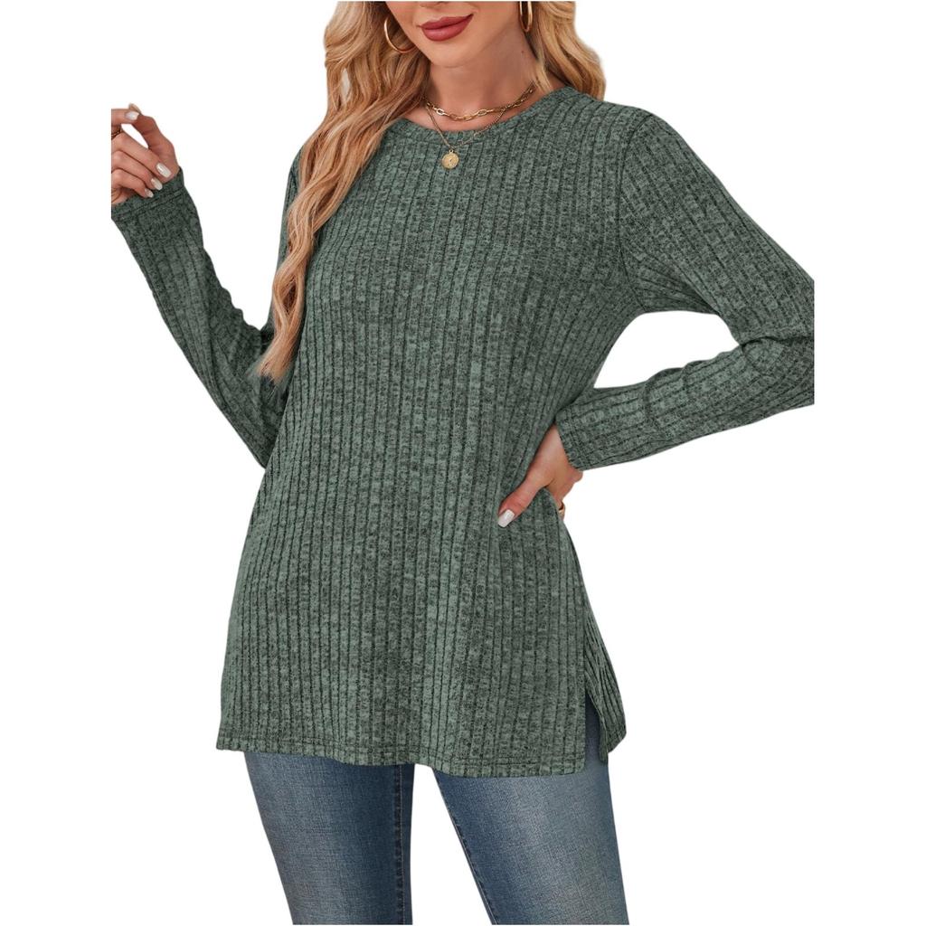 Women's Fashionable Long-sleeved Pullover Solid-color Top
