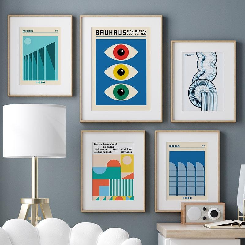 Modern Abstract Bauhaus Lines Eye Geometric Wall Art Canvas Painting Nordic Posters and Prints Pictures For Living Room Decor