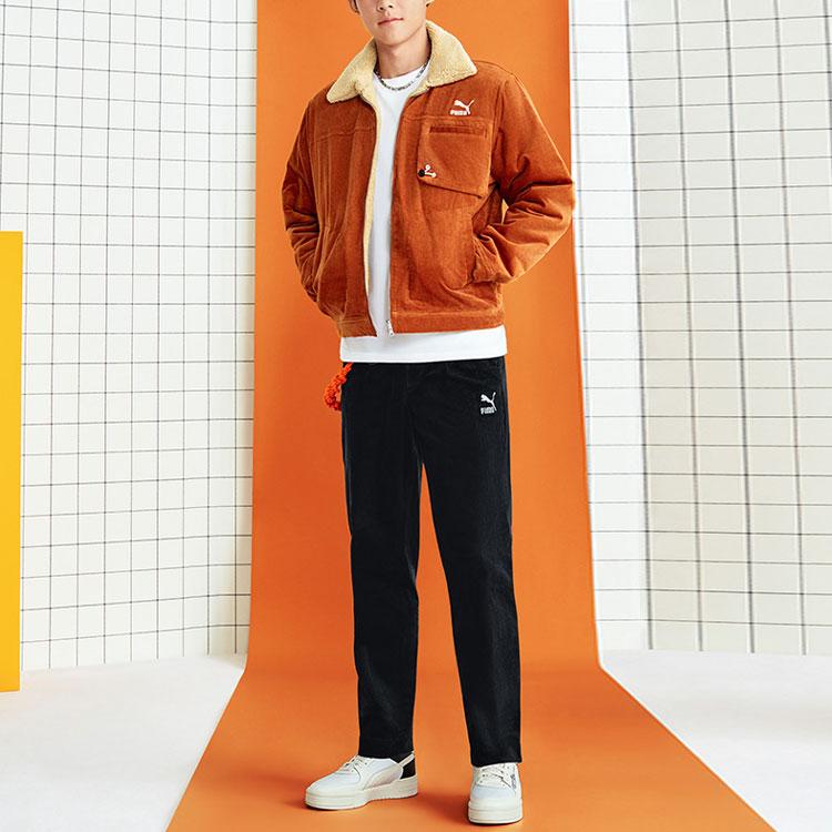 Puma Embroidered Logo Reversible Plush Corduroy Jacket Men Jackets Brown 534751-17