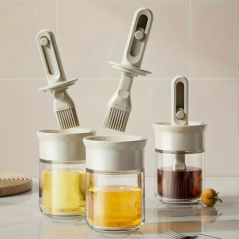 2-in-1 Silicone Basting Brush with Oil Bottle Kitchen Food Grade BBQ Pastry Brush Heat Resistant Cooking Tools