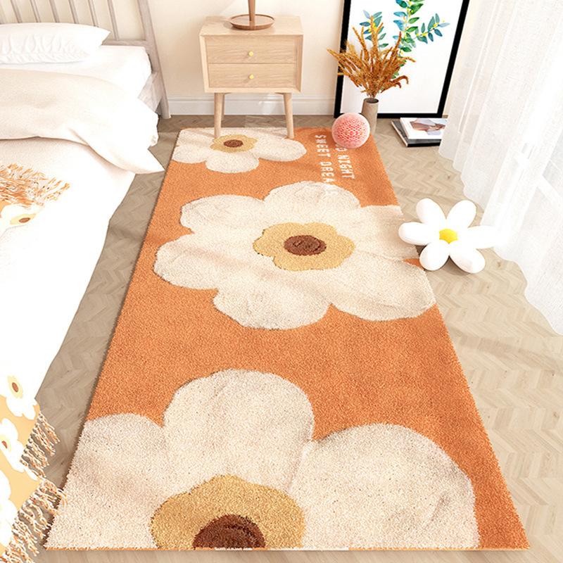 French Style Bedroom Decor Plush Carpet Flower Pattern Carpets for Living Room Fluffy Soft Bedside Rug Thick Washable Floor Mat