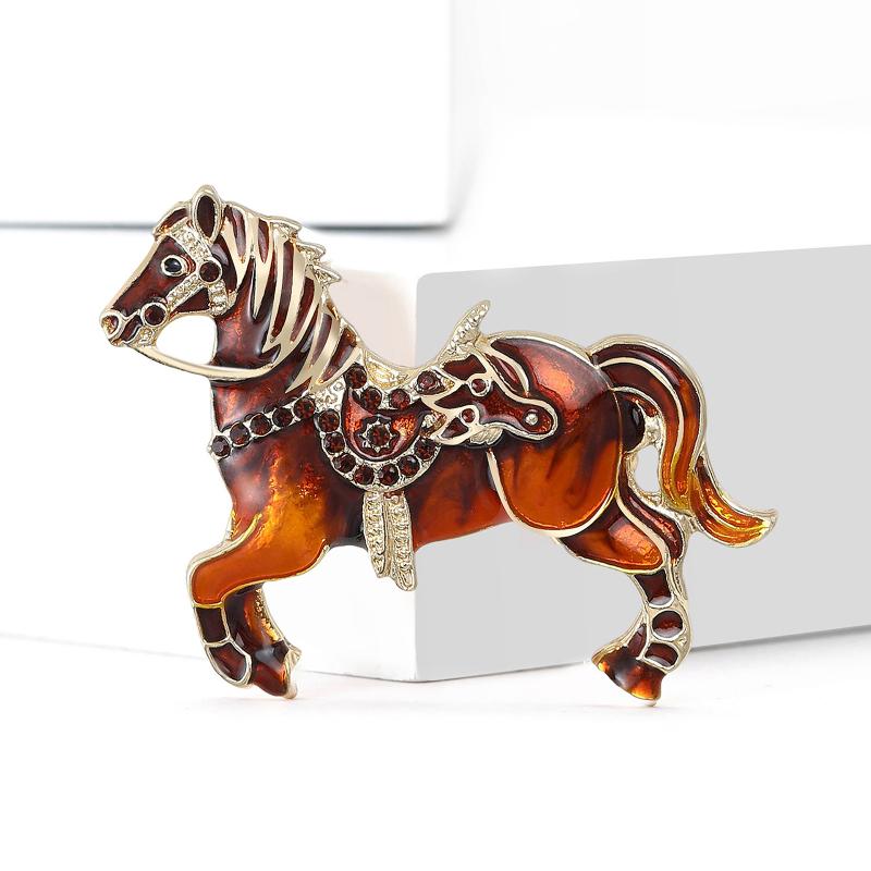 4-Color Alloy Running Horse Brooch Pins Fashion Exquisite Zodiac Horse Badge Women Kid'S Clothes Backpack Brooches New Year Gift