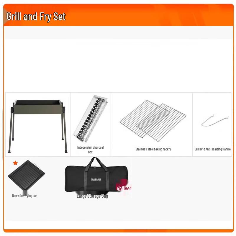 Suiyuan Thickened Outdoor Charcoal Grill & Fry Set Standard
