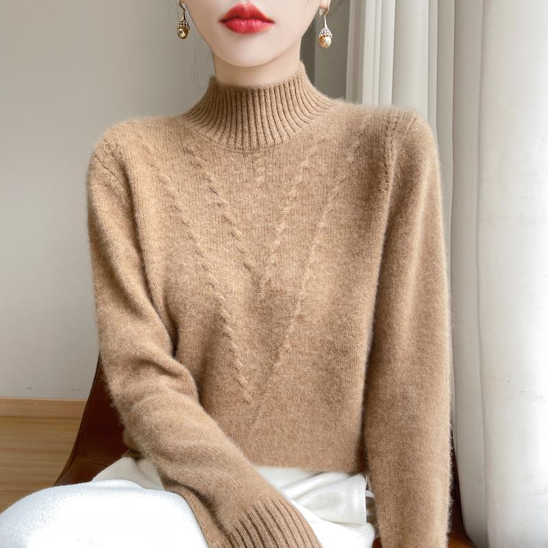 Women's Cashmere Sweater Qinghe Cashmere 30% Cashmere 70% Wool Autumn and Winter Cashmere Thick Pullover Soft and Warm