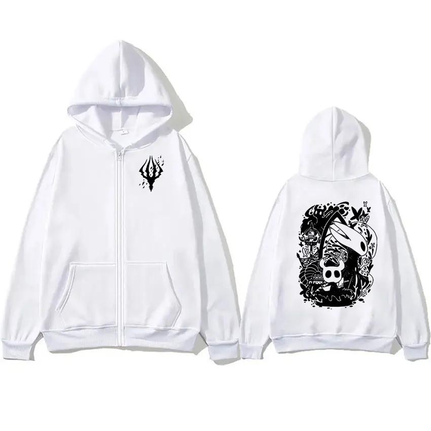Felpa con cappuccio e zip grafica Hot Game Hollow Knight Uomo Moda Retrò Abbigliamento Felpa con zip Felpa casual Oversize Cappotti con cappuccio