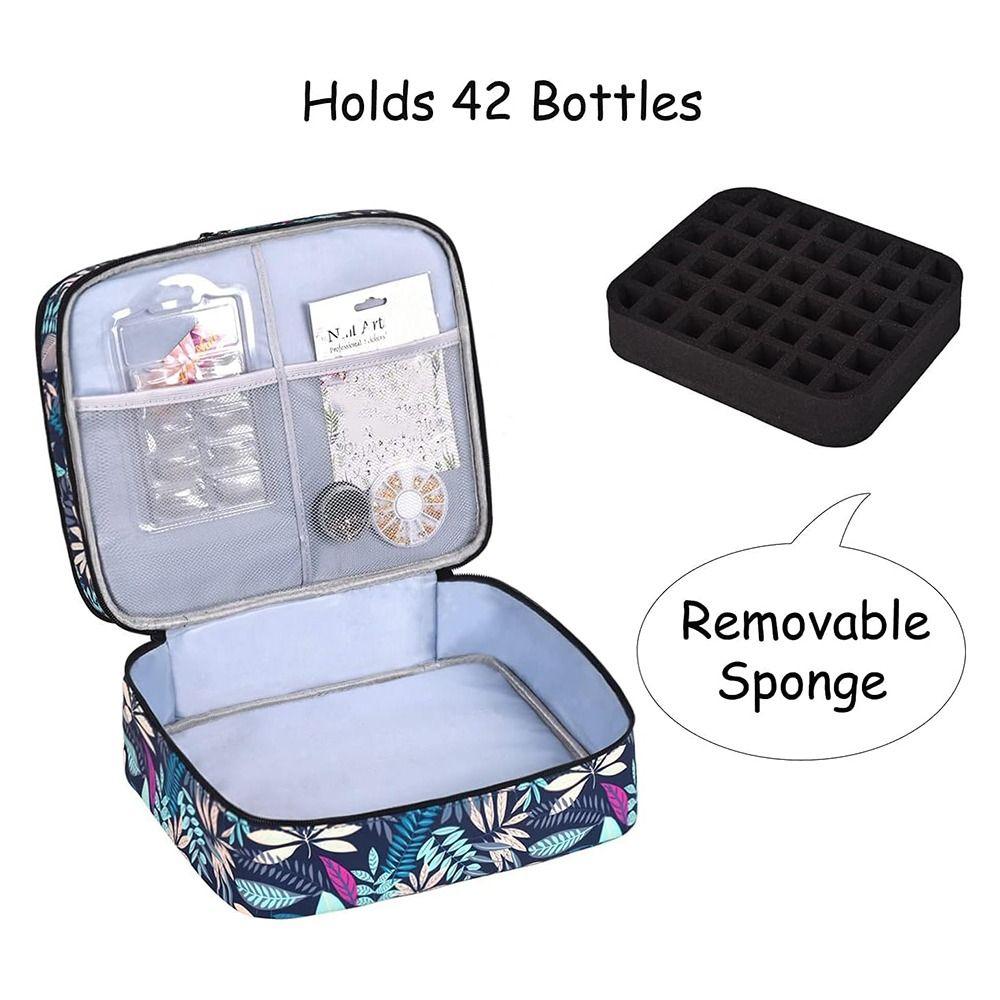 Holds 42 Bottles Nail Polish Storage Bag Removable Nail Kit Storage Carrying Case  Travel